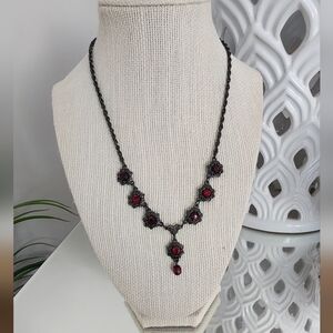 1928 Black and Red Vintage Necklace